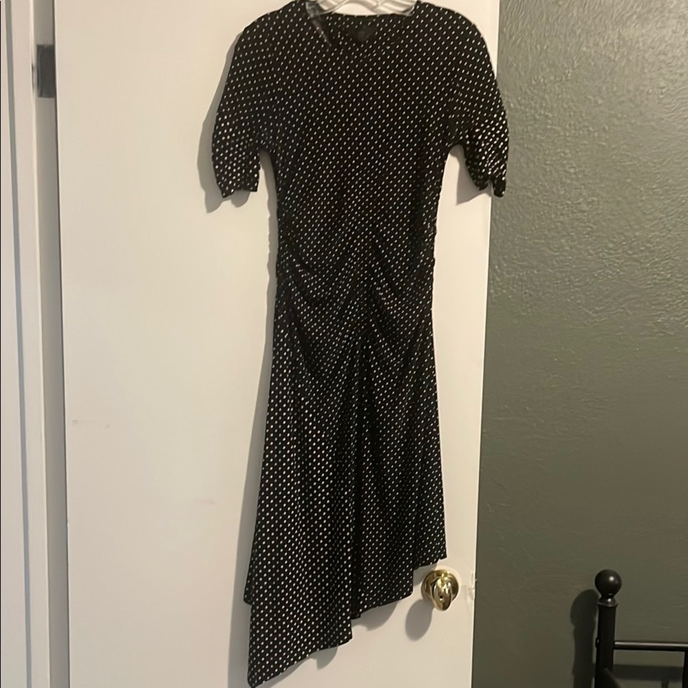 Topshop Black and White Asymmetrical Ruched Dress